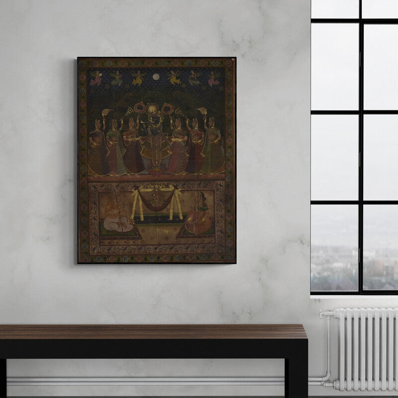 In-situ view of Unknown's 'Pichwai (Shrinathji's Divine Darshan)' painting in a room