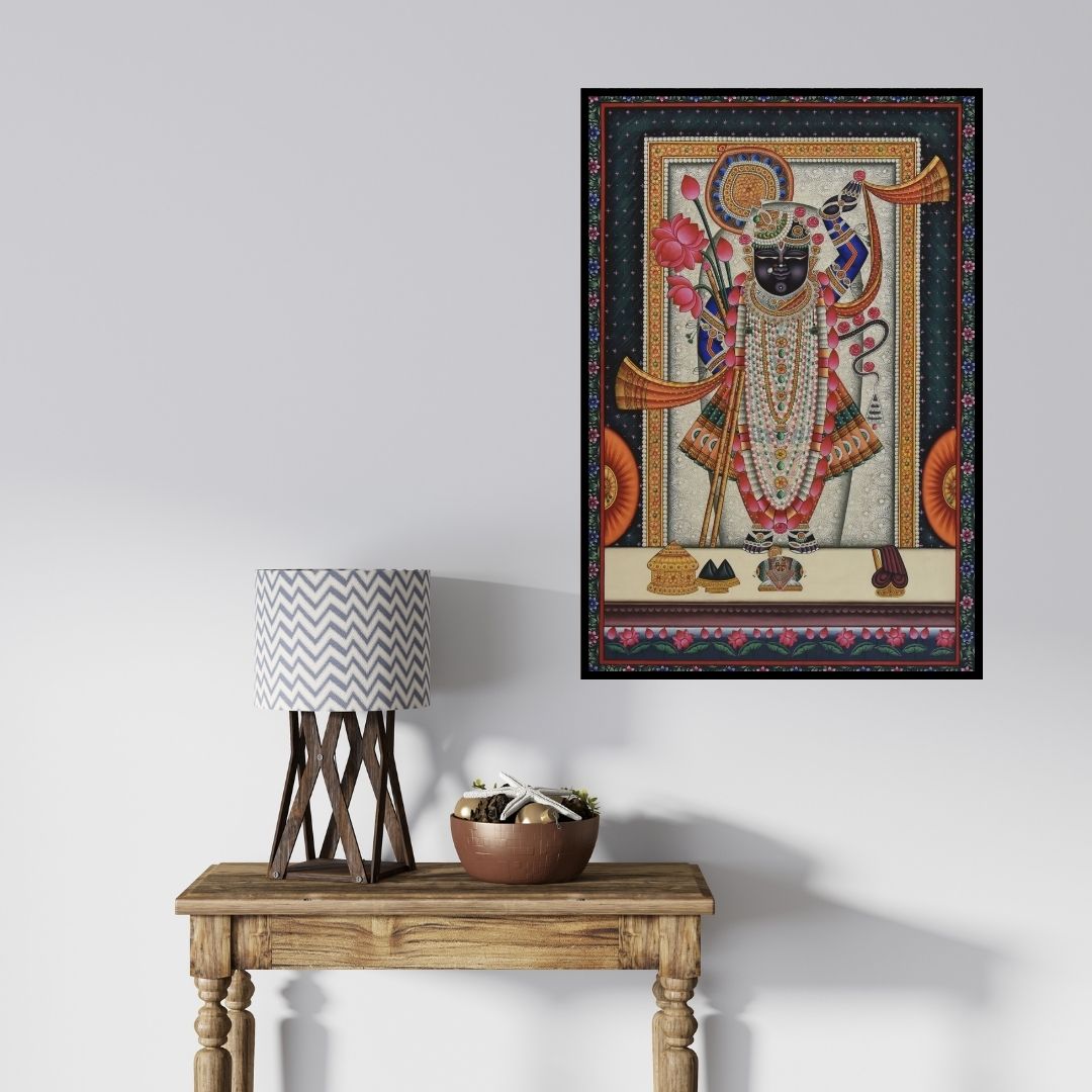 In-situ view of Unknown's 'Pichwai (Shrinathji's Divine Splendor)' painting in a room