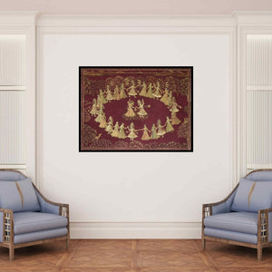 In-situ view of Pushkar Lohar's 'Pichwai (Gopi Dance)' painting in a room