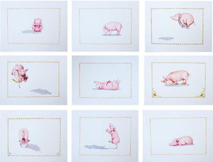 Animals watercolor painting titled 'Pig', 27x36 inches, by artist Sanjay Kumar on Paper