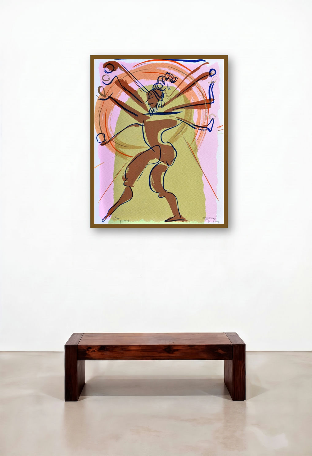 Pinakine (The Eternal Dance) by artist Jatin Das displayed in a Boutique Hotel Style Bedroom