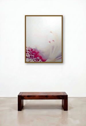 Pink Hibiscus (Ephemeral Beauty) by artist Balaji G Bhange displayed in a Traditional Family Room