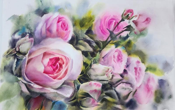Pink Roses by Puja Kumar | ArtZolo.com