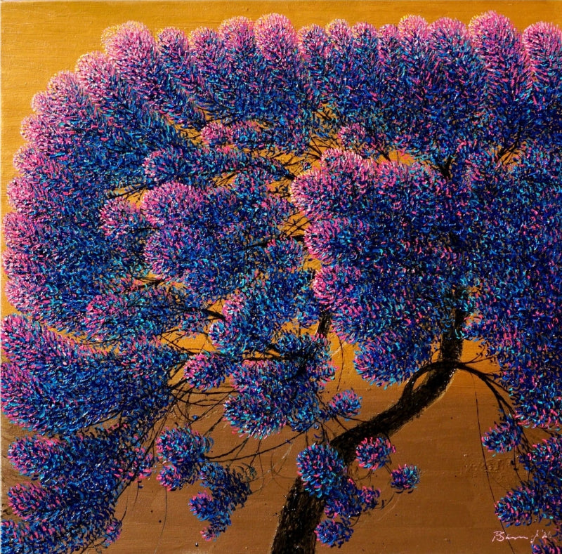 'Pink Shadows' nature oil painting by artist Pardeep Singh, 30x30 inch, on canvas