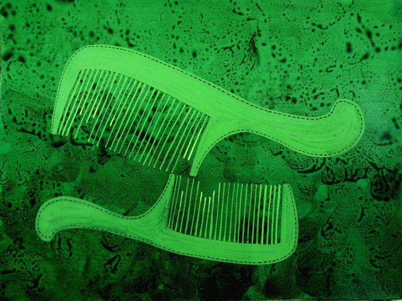 contemporary acrylic pen painting titled 'Play', 17x22 inches, by artist Puja Sarkar on Mountboard