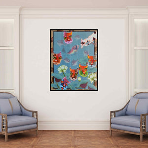 In-situ view of Nur Ali's 'The Player 1 (The Cat's Dilemma)' painting in a room