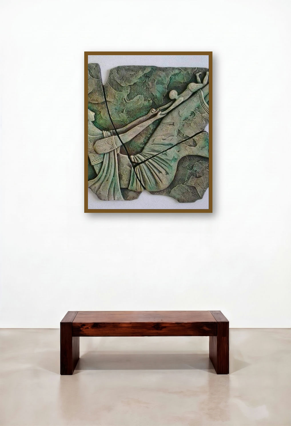 Playing Mother And Child (Maternal Bond) by artist Shashikant Charbe displayed in a Designer Library