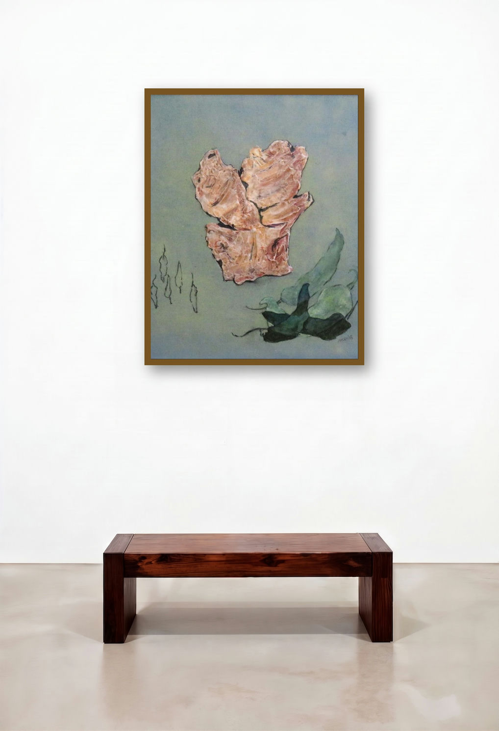 Poetry Of Chilli 2 (Dried Ginger Study 1) by artist Mahendra Parmar displayed in a Classic Hallway