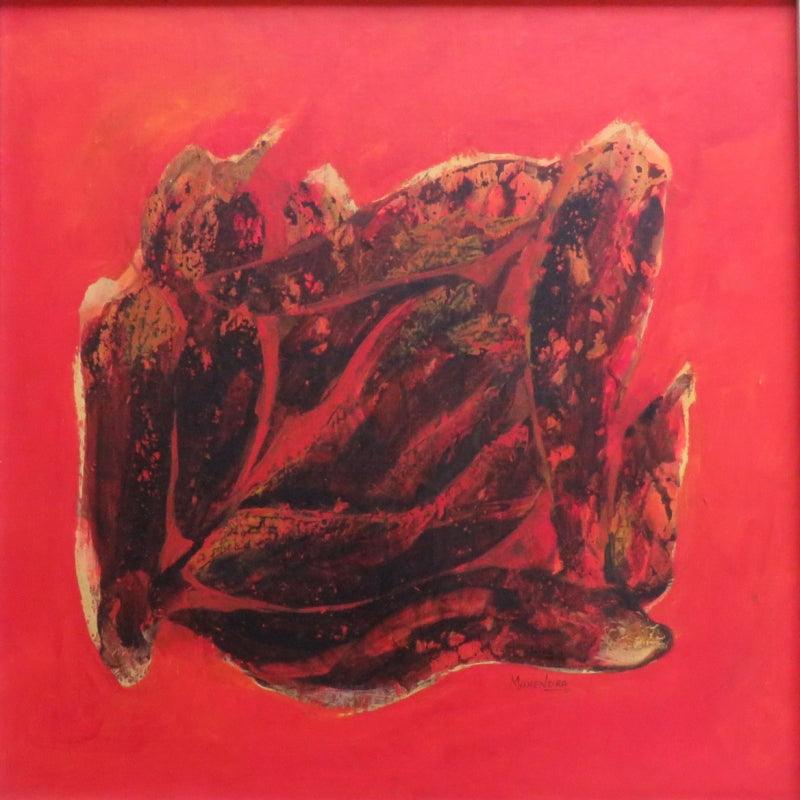 Food acrylic painting titled 'Poetry Of Chilli 5', 16x16 inches, by artist Mahendra Parmar on Canvas Board