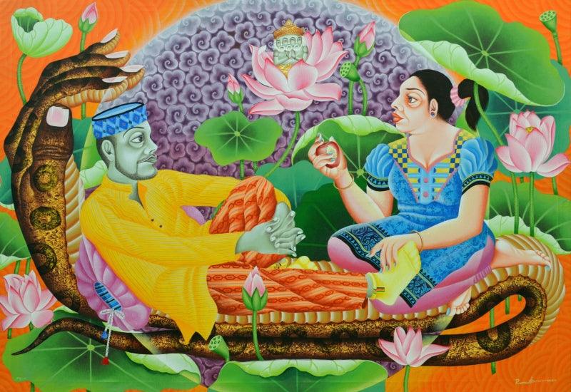 Figurative acrylic painting titled 'Politicians', 48x72 inches, by artist Ramu Das on Canvas