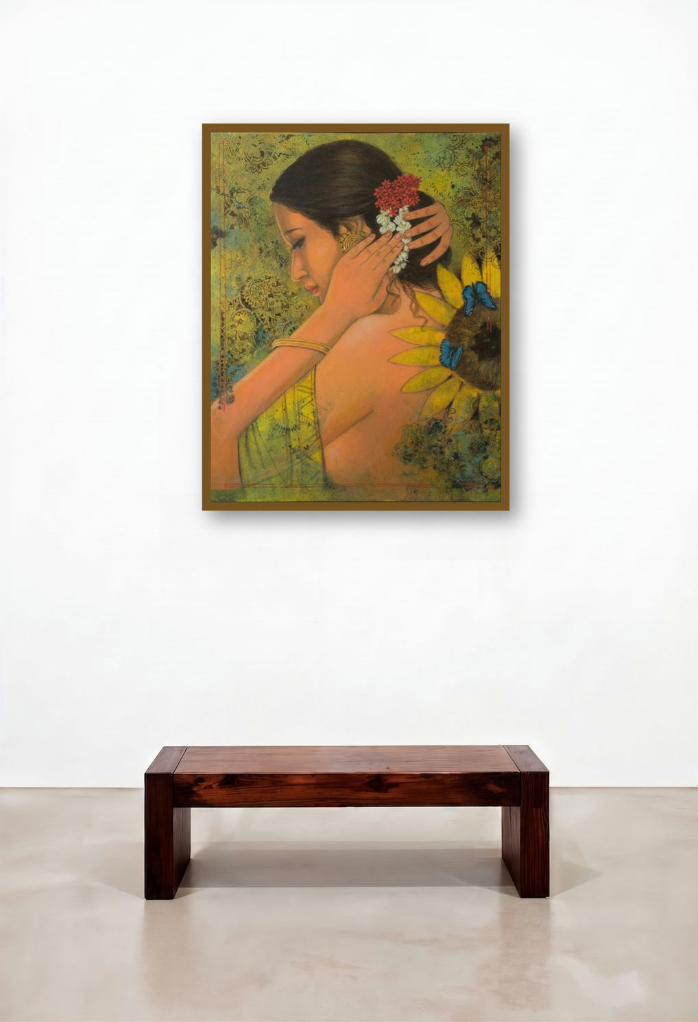 Pollen Carrier by artist Mousumi Pal Majumdar displayed in a Elegant Executive Office