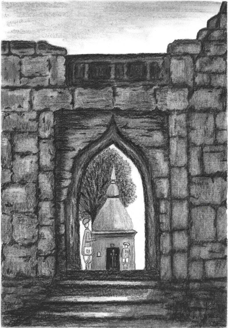 Religious mixed-media drawing titled 'Positive Vibes 6', 17x12 inch, by artist Kunal Girme on Acid Free Paper