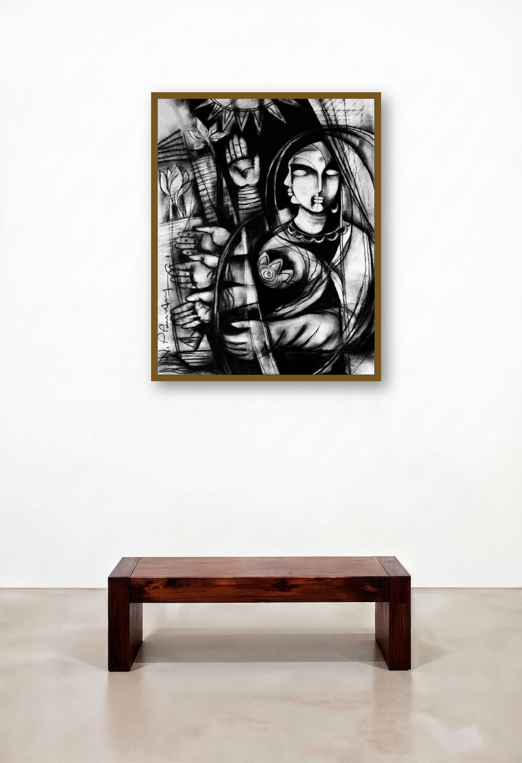 Power Of Women C (The Awakening Within) by artist N P Pandey displayed in a Modern Executive Office