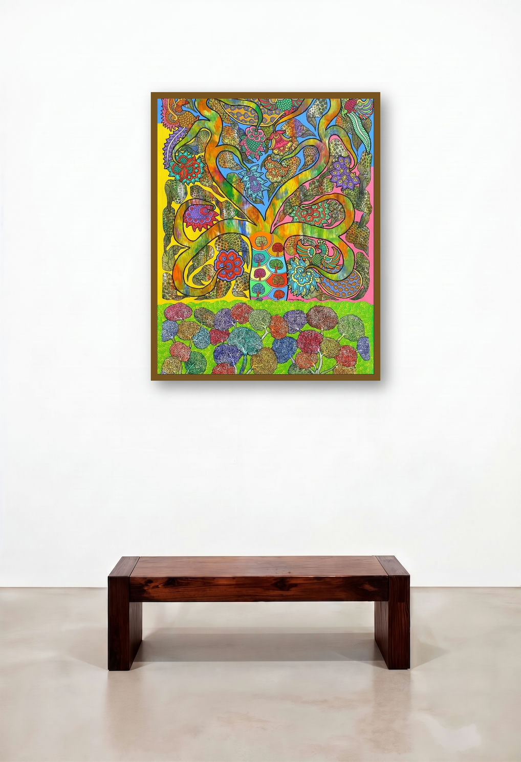 Prakruthi 1 (Tree of Life) by artist Neeraja Kongara displayed in a Luxury Hotel Suite