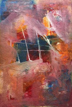 Prakruti Series 10 (Cosmic Dance**) by Nandkishor Thorat, Original Acrylic Abstract Painting on Paper, X-Small Vertical Wall Art
