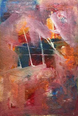 Abstract acrylic painting titled 'Prakruti Series 10', 11x8 inches, by artist Nandkishor Thorat on Paper