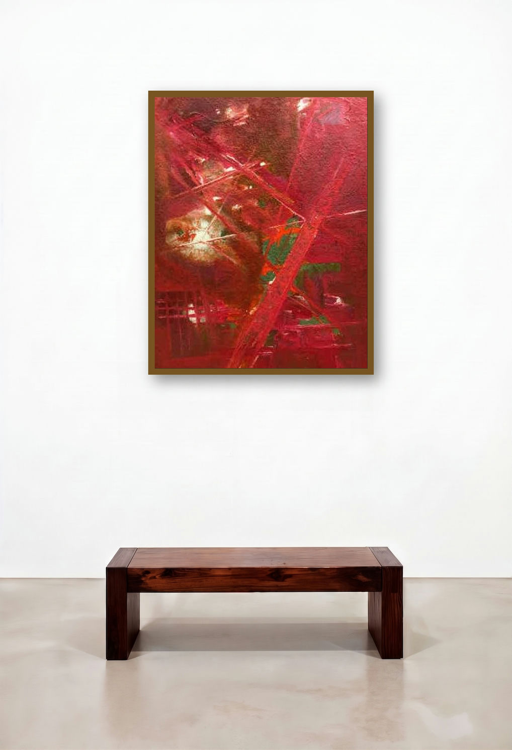 Prakruti Series 11 (Crimson Cosmos**) by artist Nandkishor Thorat displayed in a Industrial Family Room