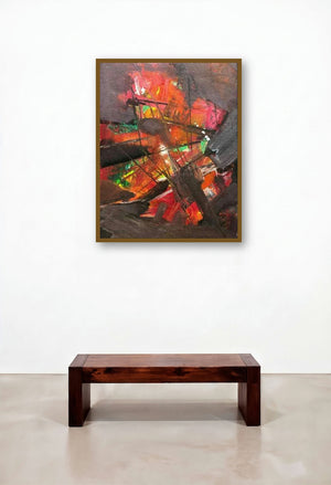 Prakruti Series 3 (Crimson Cosmos**) by artist Nandkishor Thorat displayed in a Scandinavian Hallway