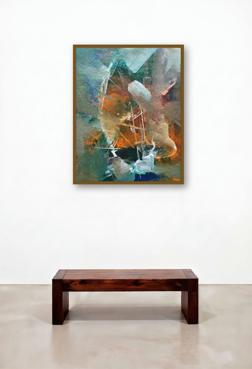 Prakruti Series 5 (Shifting Horizons**) by artist Nandkishor Thorat displayed in a Industrial Hallway