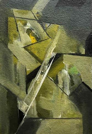 Prakruti Series 7 (Verdant Dreams**) by Nandkishor Thorat, Original Acrylic Abstract Painting on Paper, X-Small Vertical Wall Art