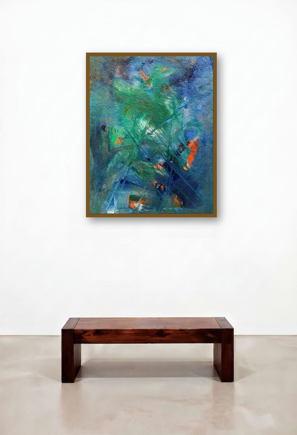 Prakruti Series 8 (Oceanic Dreams**) by artist Nandkishor Thorat displayed in a Rustic Foyer