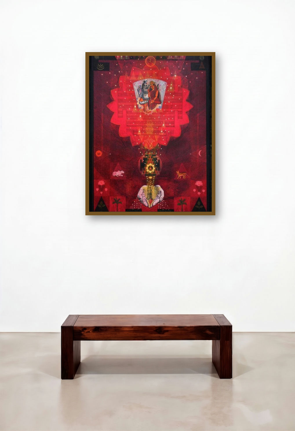 Pranam (Shiva Shakti) by artist Atin Mitra displayed in a Contemporary Luxury Dining Room
