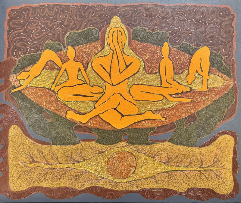 'Pratyahara' religious mixed-media painting by artist Shyam Koli, 24x36 inch, on canvas