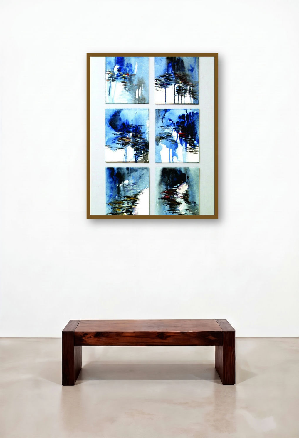 Present Landscape 3 (Azure Dreams: A Collection of Landscapes) by artist Solomon Rajendiran displayed in a Modern Hotel Suite