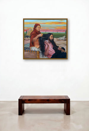 Priceless Bonding by artist Kulwinder Singh displayed in a Classic Bedroom