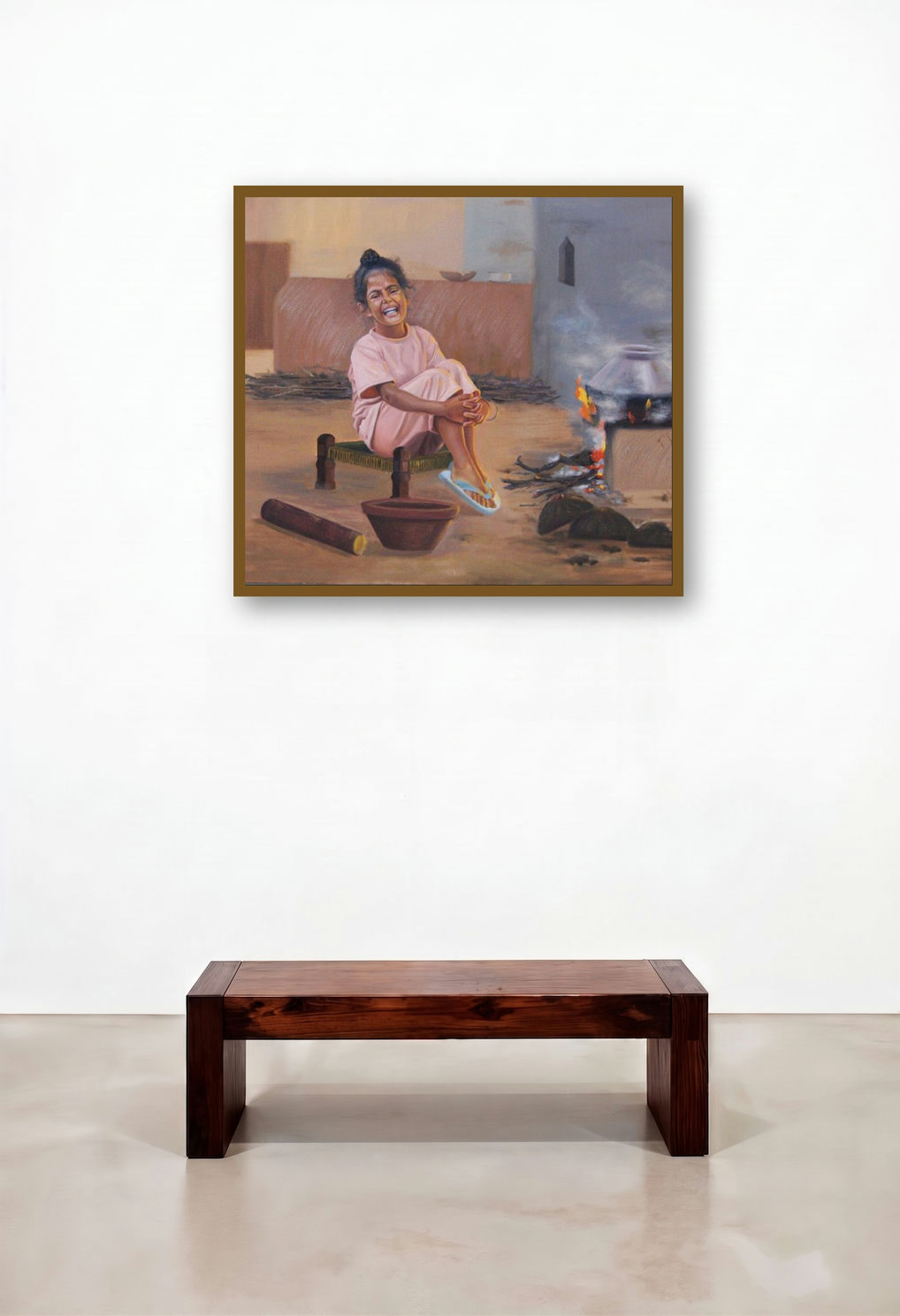Priceless Happiness (The Masked Horse) by artist Kulwinder Singh displayed in a Traditional Executive Office