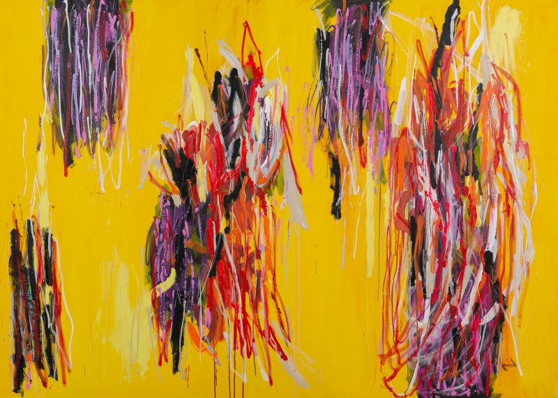 Primordial' abstract mixed-media painting by artist Sheena Bajaria, 84x60 inch, on canvas