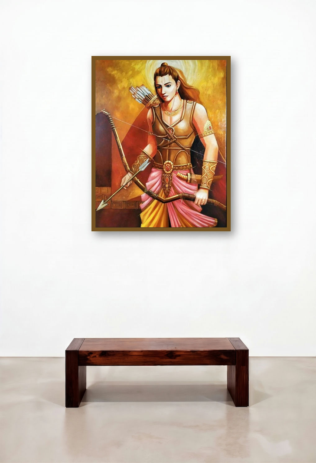 Prince Of Ayodhya (Lord Rama) by artist Tamali Das displayed in a Scandinavian Lounge