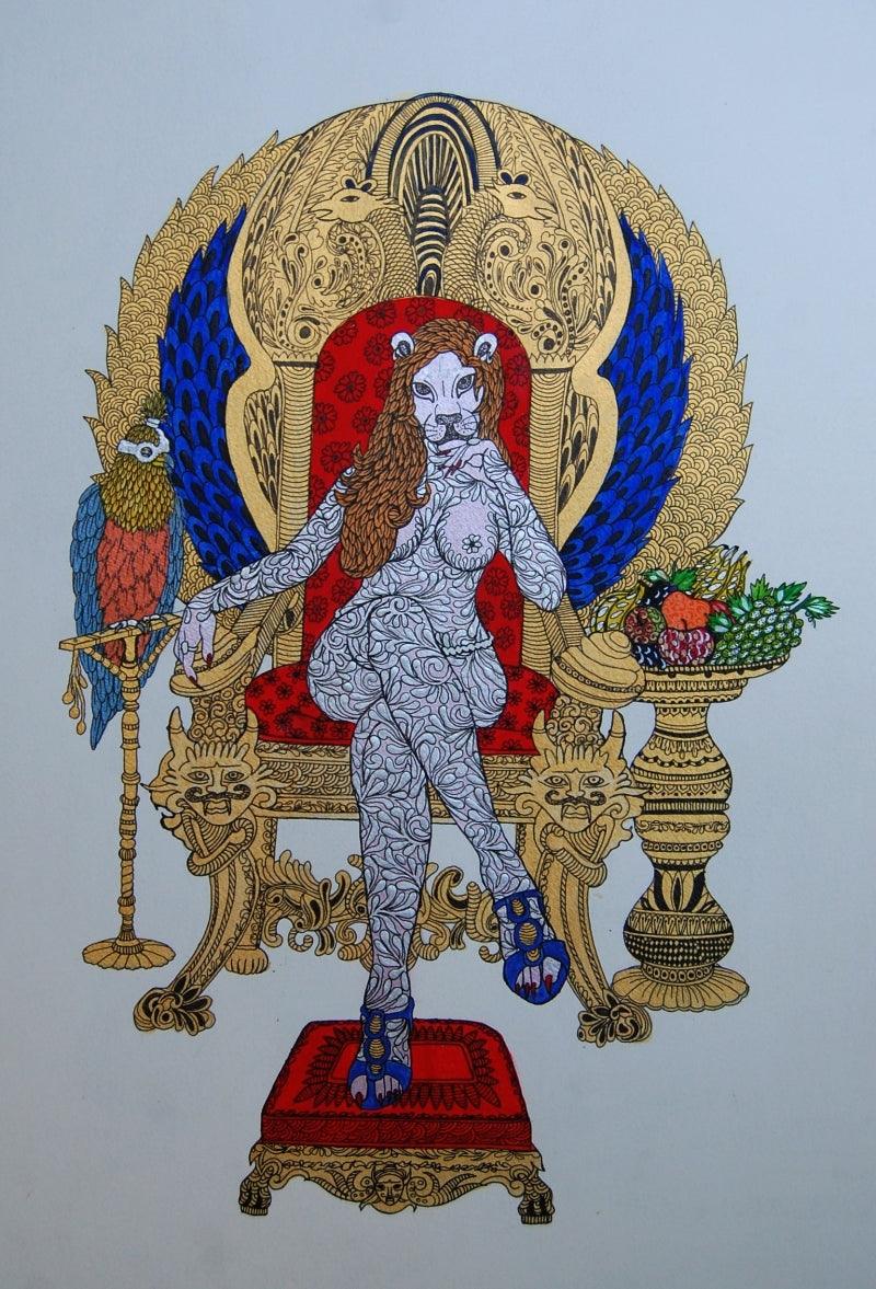 Fantasy mixed media painting titled 'Princess', 22x15 inches, by artist Bandana Kumari on Paper