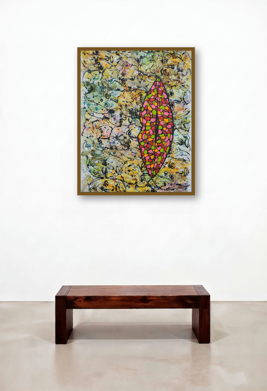 Private Talk (Birth of a Universe) by artist Bibekananda Santra displayed in a Traditional Living Room