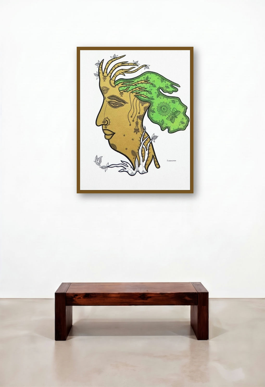 Profile Of Nature (The Human Tree) by artist Subhendu Ghosh displayed in a Scandinavian Hotel Lobby