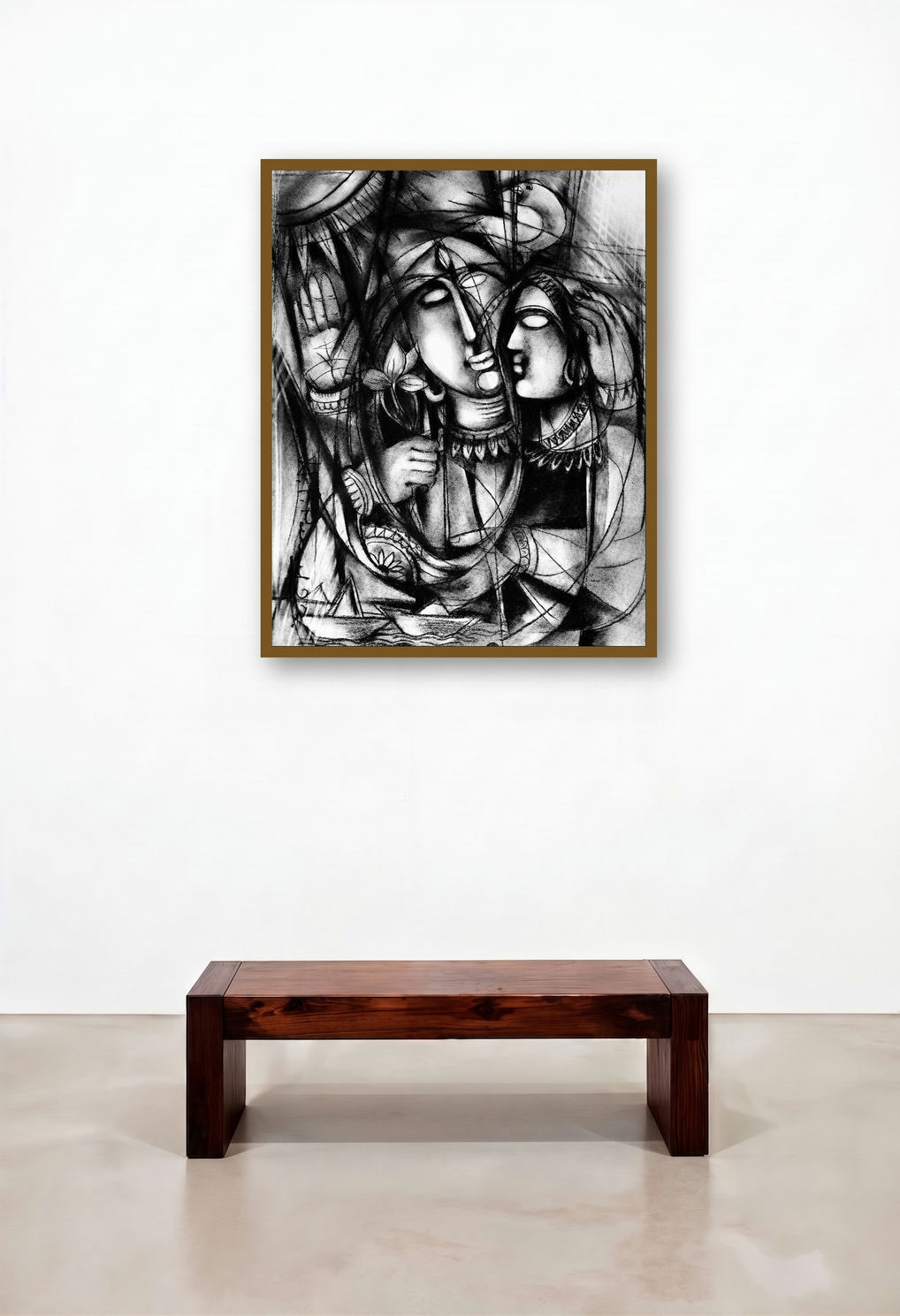 Protection (Divine Embrace) by artist N P Pandey displayed in a Boutique Hotel Style Home Office