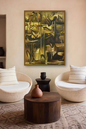 Ptg 1 (Golden Rhapsody) by artist Ramesh Kher displayed in a Designer gallery