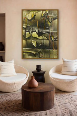 Ptg (Urban Echoes) by artist Ramesh Kher displayed in a Museum Style gallery