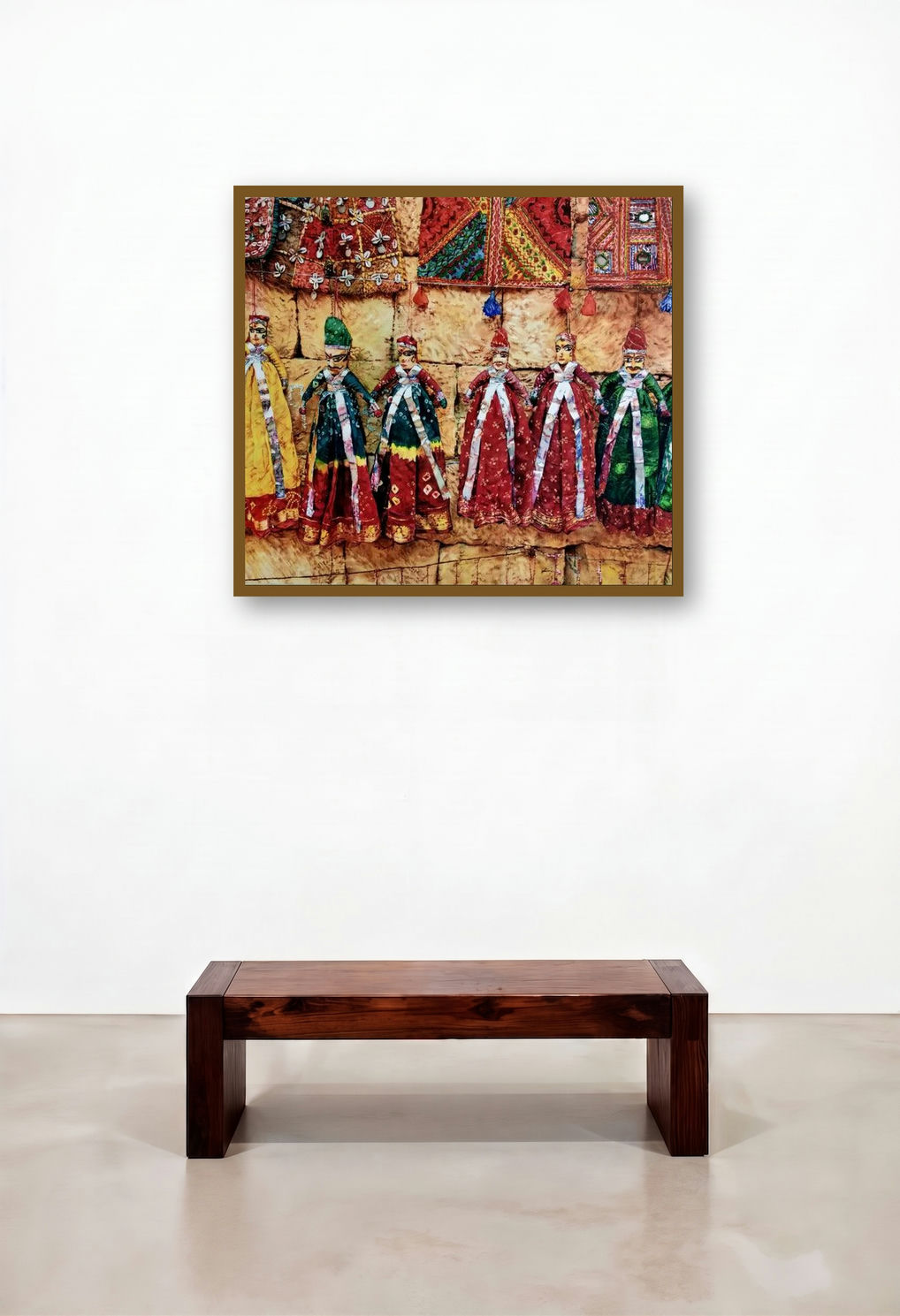 Pupets (A Tapestry of Culture) by artist Dr Uday Bhan displayed in a Eclectic Library