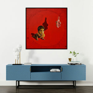 'Pursue My Dreams' painting by Jitendra Saini shown on a wall in a furnished room.