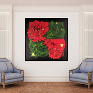 In-situ view of Rajib Deyashi's 'Purush O Prakrity (The Bloom of Spring)' painting in a room