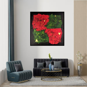 Preview of 'Purush O Prakrity (The Bloom of Spring)' Painting by Rajib Deyashi shown on a wall in a furnished room.