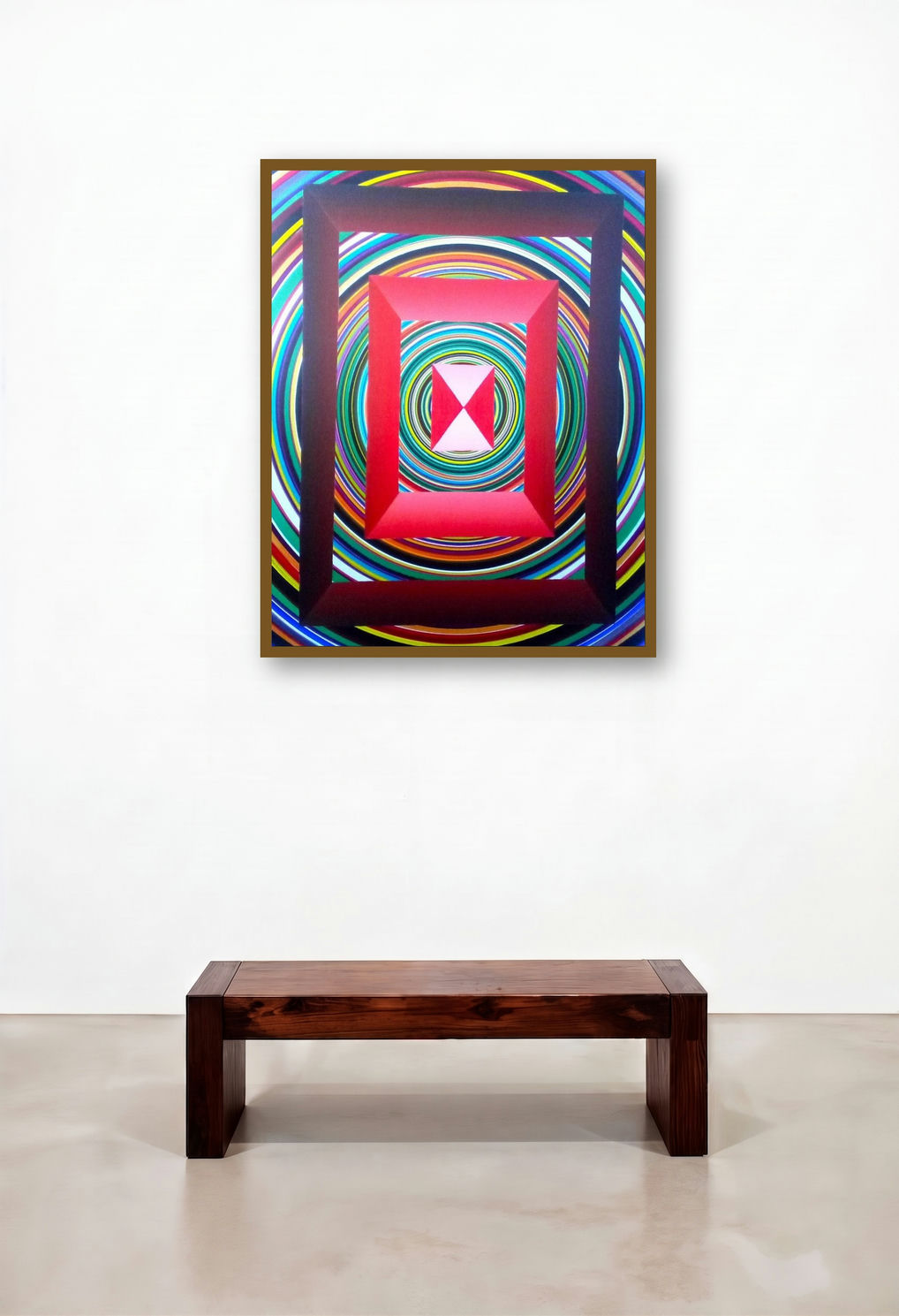 Pyramid In Square (Infinite Depth**) by artist Ghanshyam Gupta displayed in a Transitional Bedroom