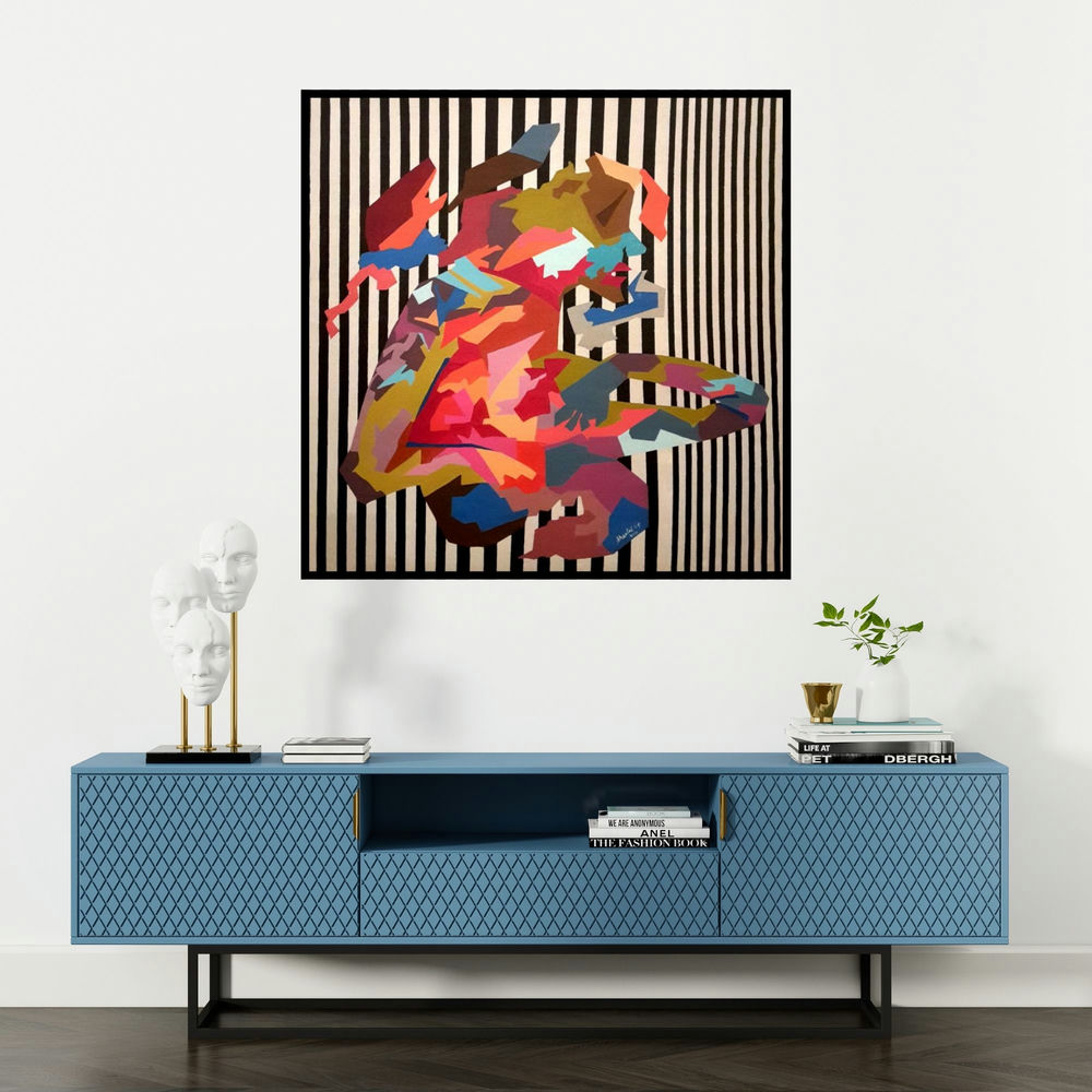 'Queen' painting by Sheetal Singh shown on a wall in a furnished room.