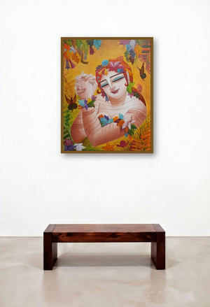 Queen Vi (Natures Embrace) by artist Devirani Dasgupta displayed in a Japandi Hallway