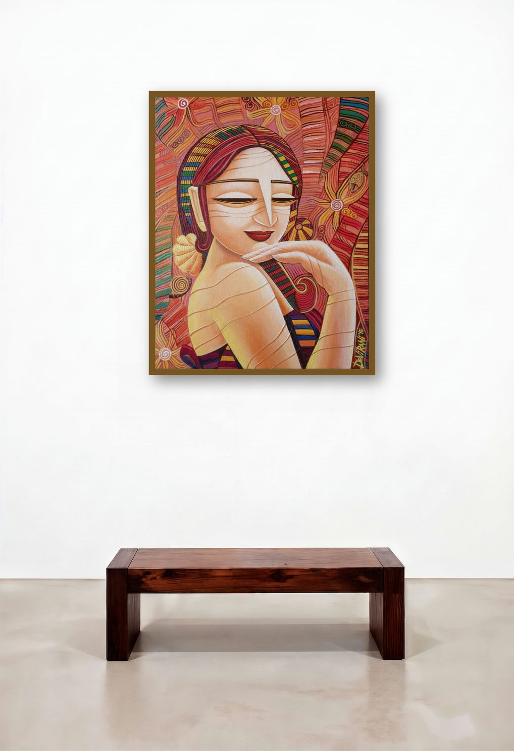 Queen Vii (Sylvan Nymph) by artist Devirani Dasgupta displayed in a Designer Hallway