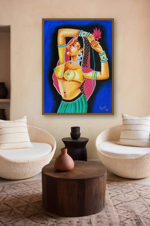 Queen With Lotus by artist Ragunath displayed in a Contemporary Exhibition gallery