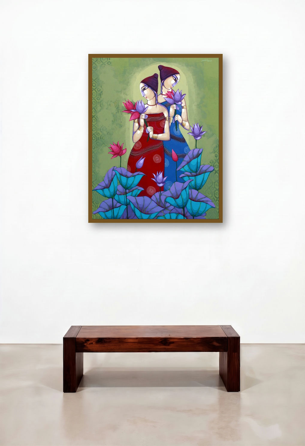 Raag Basant (Raga Basant) by artist Sekhar Roy displayed in a Minimalist Bedroom