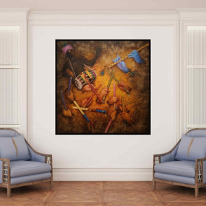 In-situ view of Rakhi Baid's 'Raas (Universal Rhythm)' painting in a room