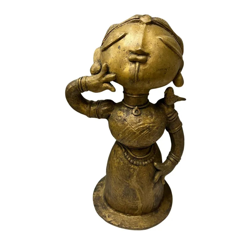 Religious sculpture titled 'Radha', 11x9 inch, by artist G Subramanian on Bronze